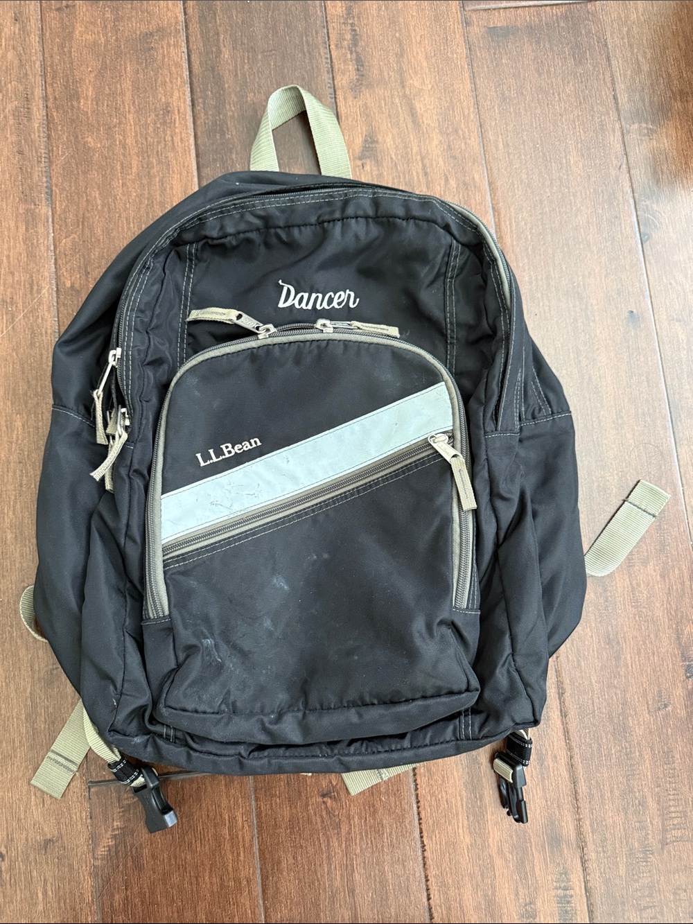 L.L. Bean Black Backpack with Tan Accents